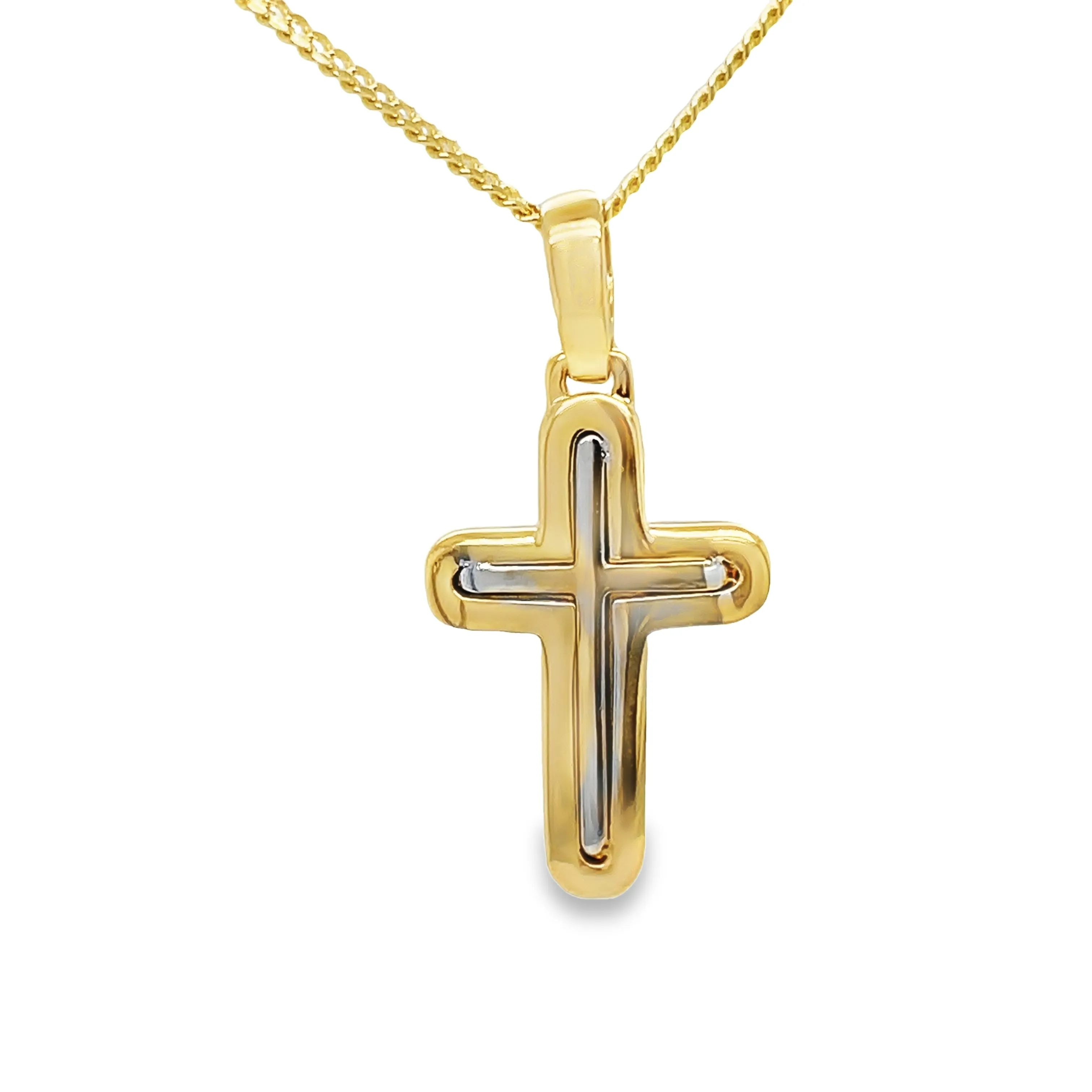 14kt Italian Two-Tone Gold Cross