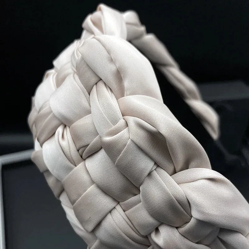 4.5CM Stunning Wide Women Headpiece Satin Cloth Braided Headbands