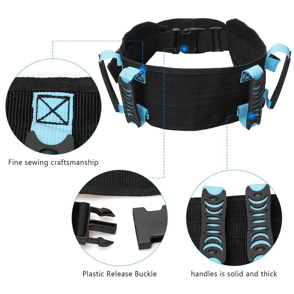 Adjustable Gait Waist Transfer Belt with 6 Pcs Handles and Plastic Release Buckle