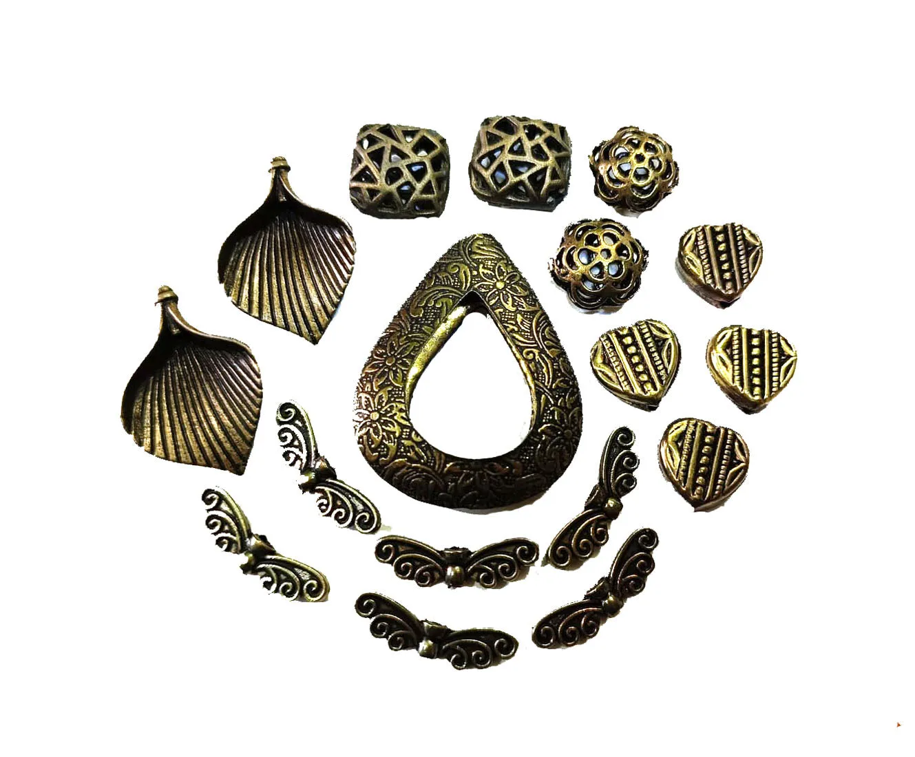 Antique Bronze Beads Combo German Silver