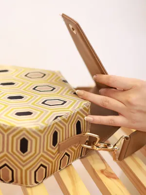 AXTRACT Blue Hexbox - Hexagonal Kutchi Handcrafted Bag