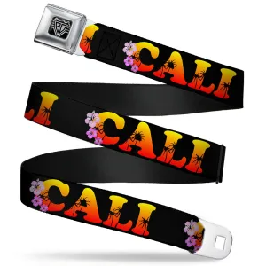 BD Wings Logo CLOSE-UP Full Color Black Silver Seatbelt Belt - CALI Tropical Black/Multi Color Webbing