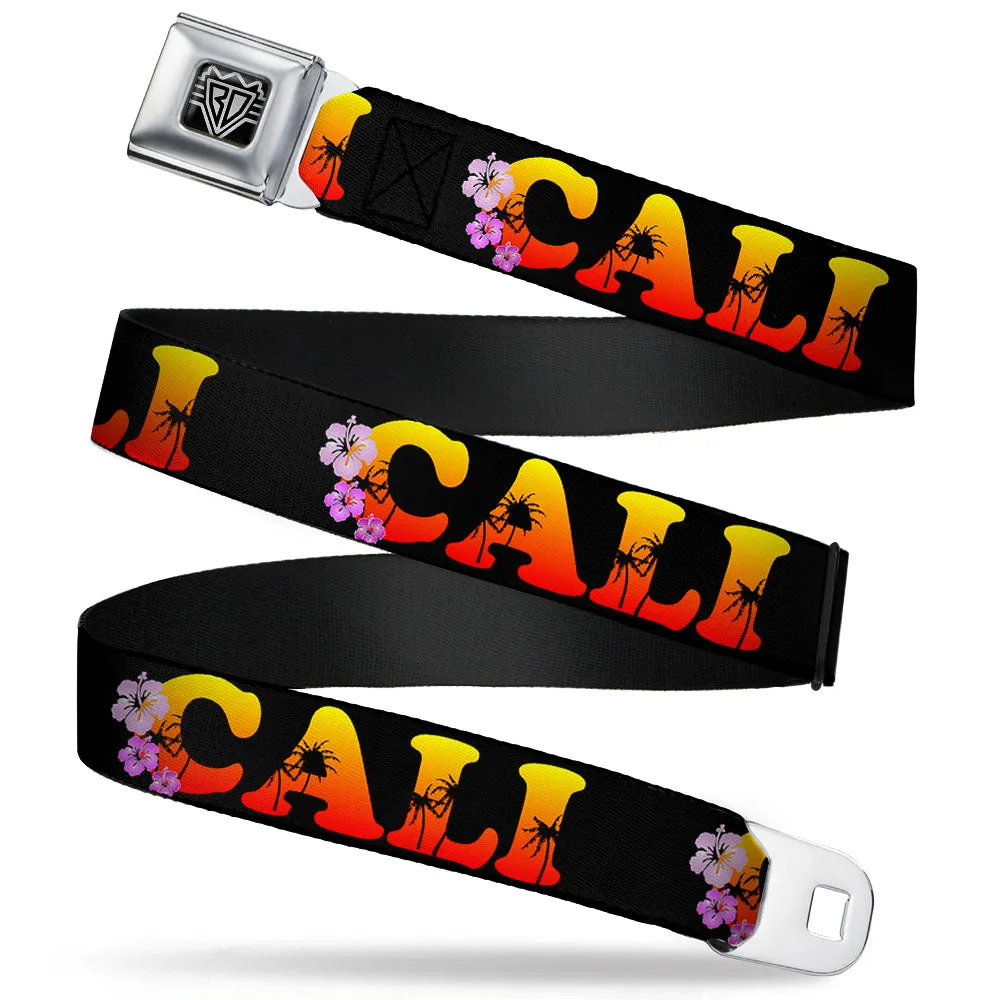 BD Wings Logo CLOSE-UP Full Color Black Silver Seatbelt Belt - CALI Tropical Black/Multi Color Webbing