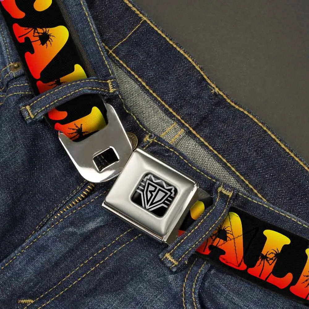 BD Wings Logo CLOSE-UP Full Color Black Silver Seatbelt Belt - CALI Tropical Black/Multi Color Webbing