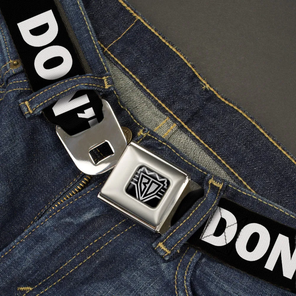 BD Wings Logo CLOSE-UP Full Color Black Silver Seatbelt Belt - DON'T BRO ME IF YOU DON'T KNOW ME Black/White/Red Webbing