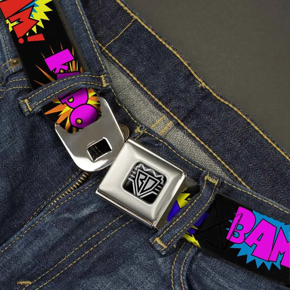 BD Wings Logo CLOSE-UP Full Color Black Silver Seatbelt Belt - Sound Effects Black/Multi Color Webbing