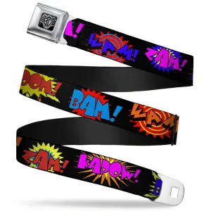 BD Wings Logo CLOSE-UP Full Color Black Silver Seatbelt Belt - Sound Effects Black/Multi Color Webbing