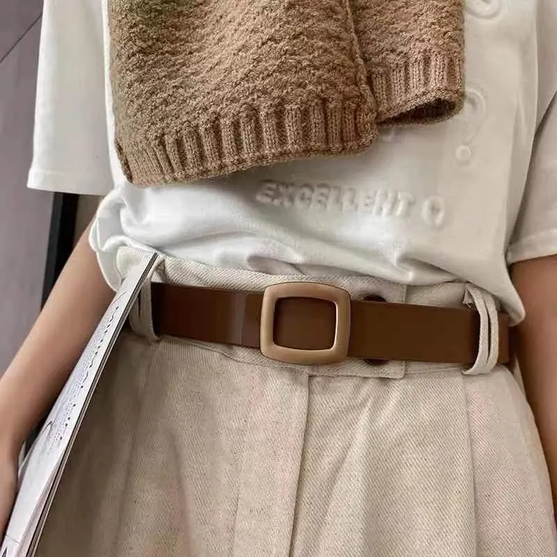 BerriesJam - Ins Versatile Classic Square Buckle Leather Belt