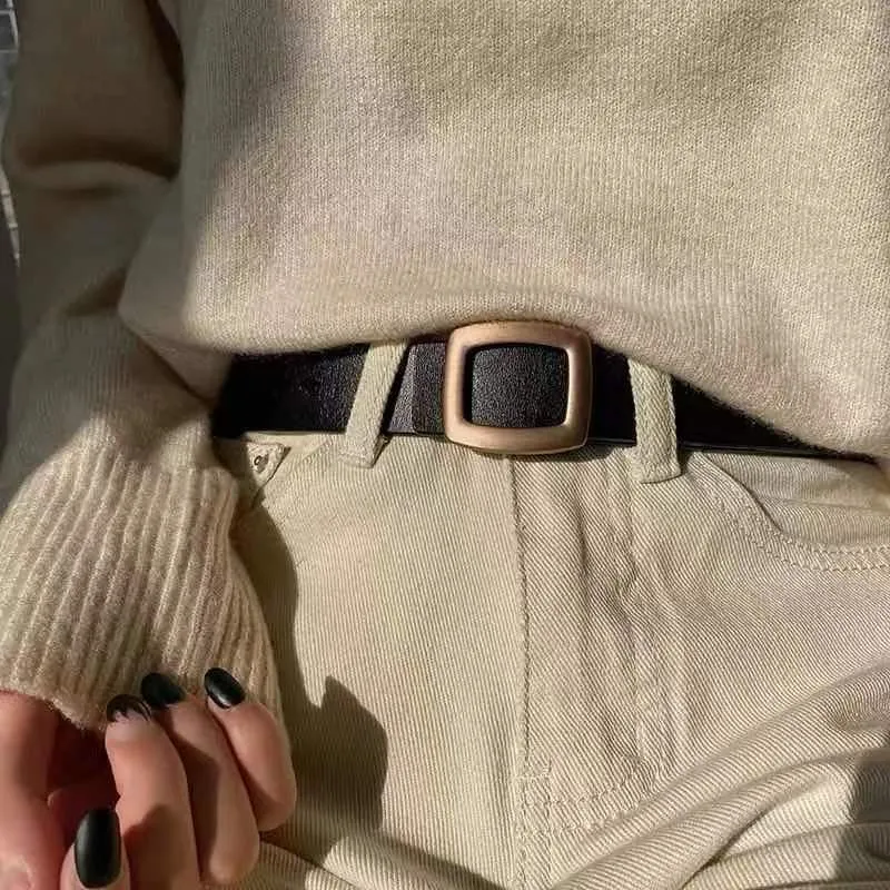 BerriesJam - Ins Versatile Classic Square Buckle Leather Belt