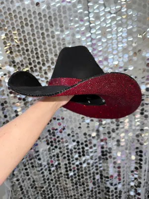 Black Suede & Maroon Rhinestones