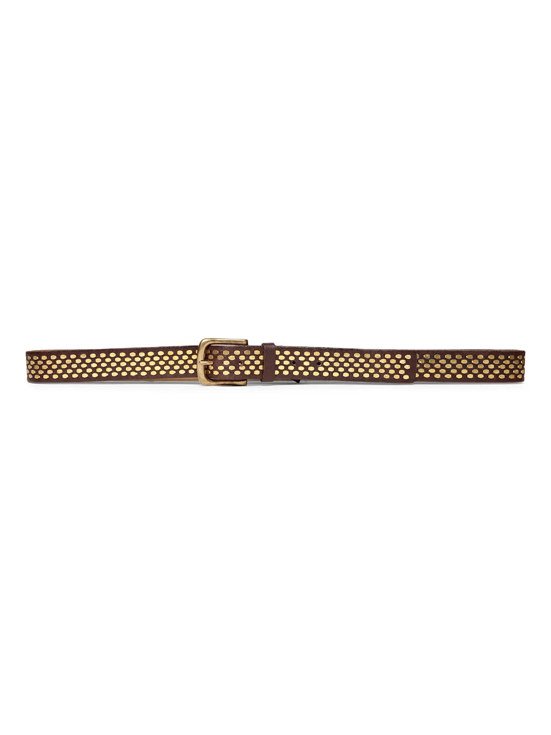 Brown Genuine Leather Belt With Golden Catcher Rivet Design By Art N Vintage