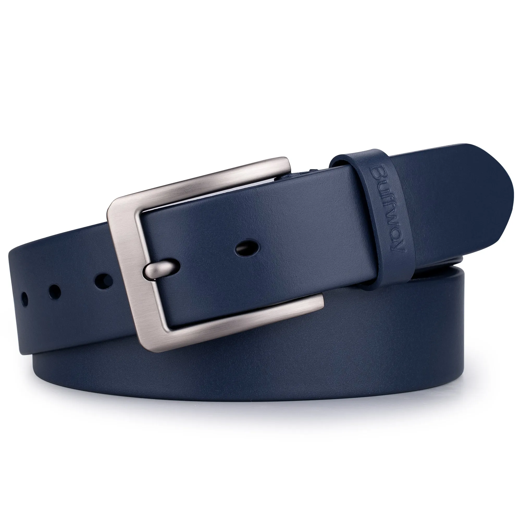 Buffway Leather Belt for Men - Durable Full Grain Men's Belt 1.5", Versatile for Daily Use, with Gift Box