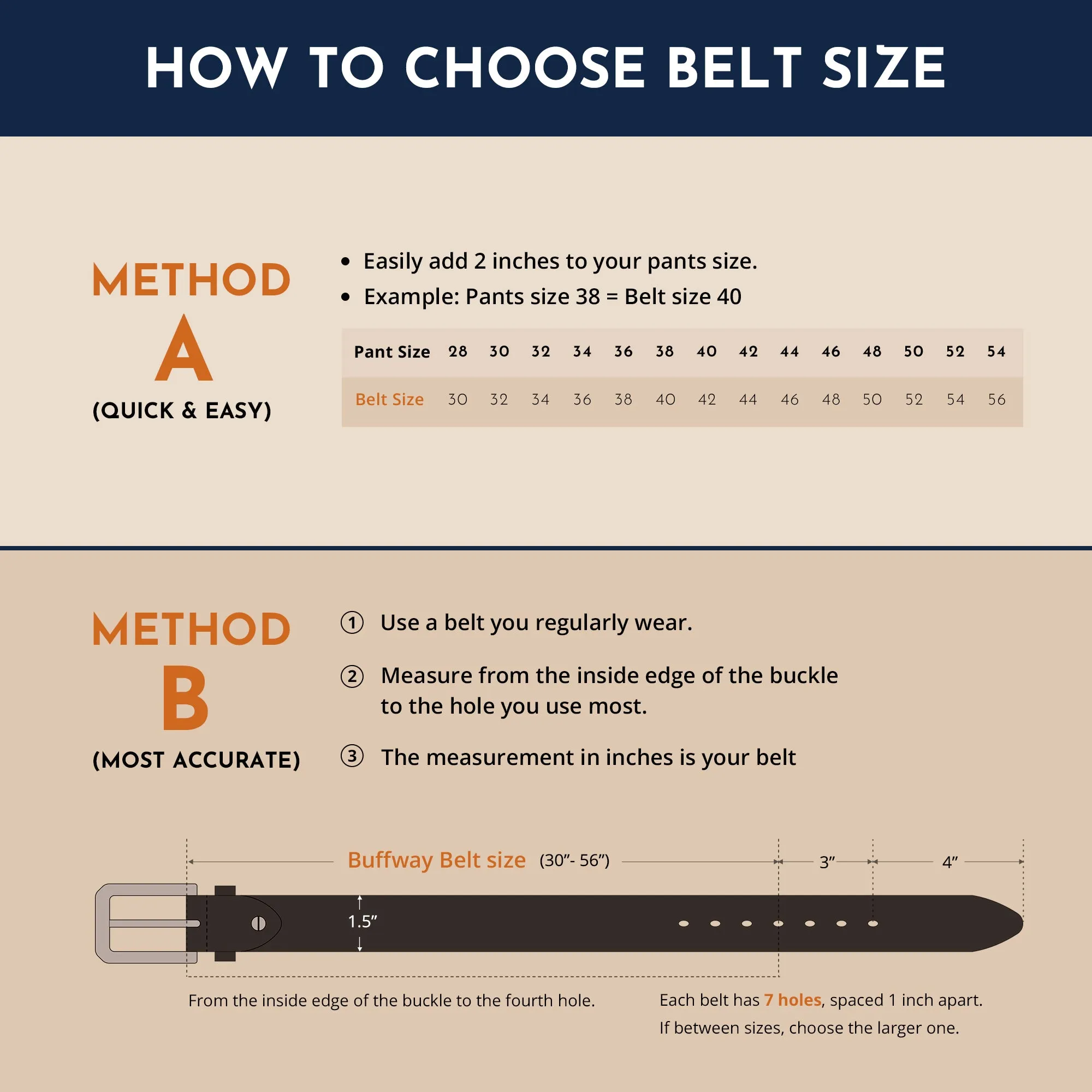 Buffway Leather Belt for Men - Durable Full Grain Men's Belt 1.5", Versatile for Daily Use, with Gift Box