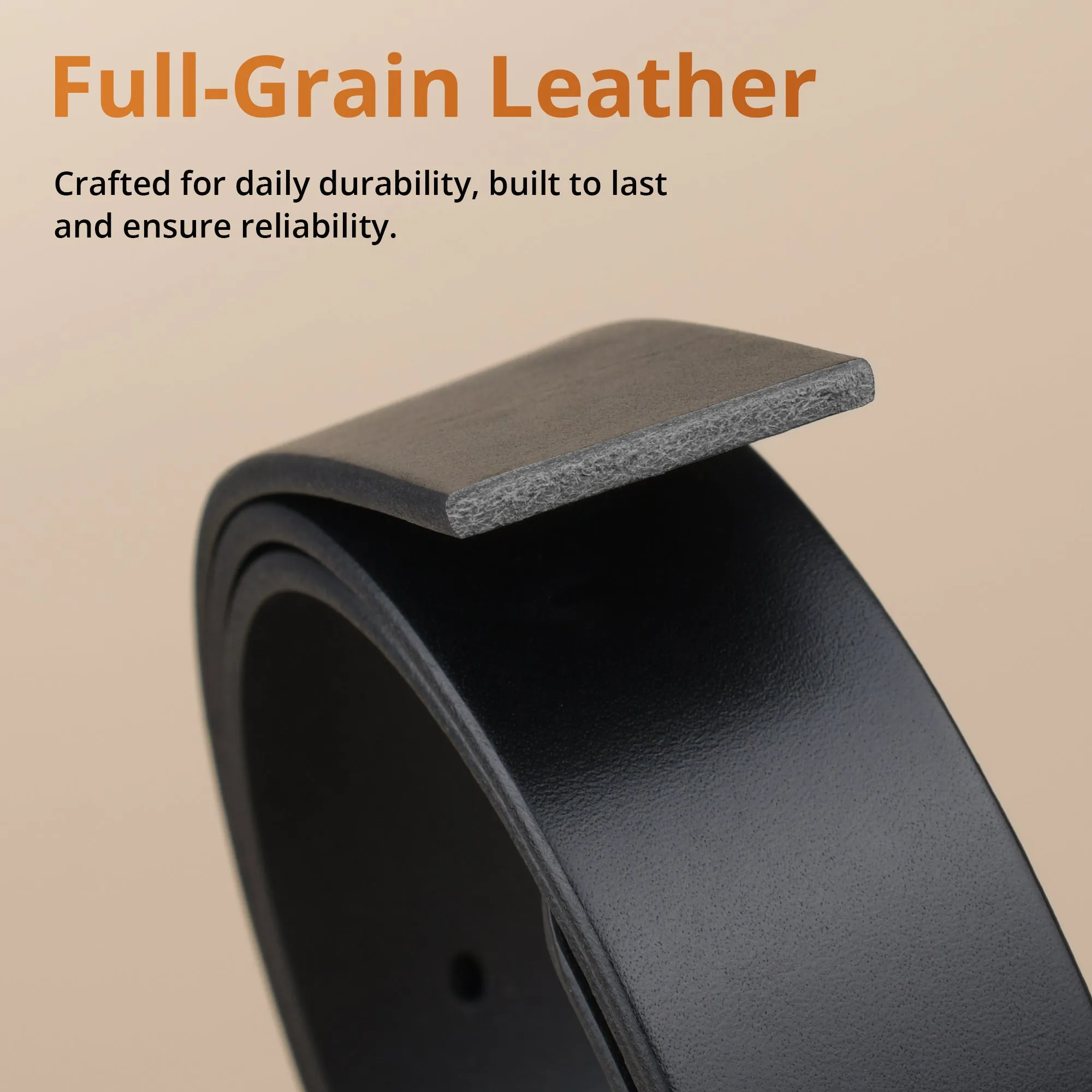 Buffway Leather Belt for Men - Durable Full Grain Men's Belt 1.5", Versatile for Daily Use, with Gift Box