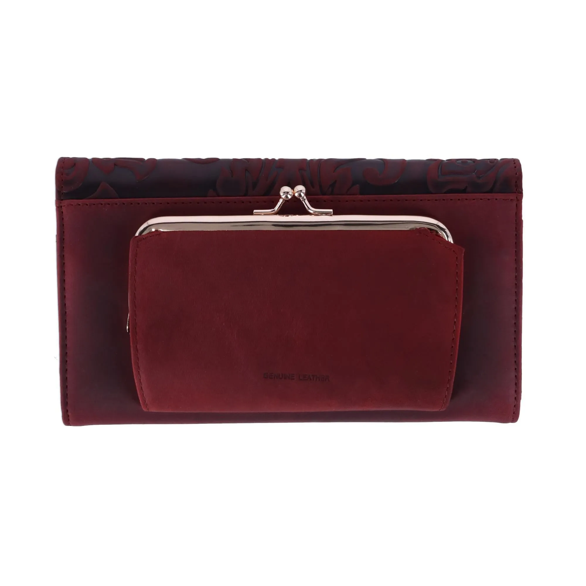 Buxton Women's Tooled Leather Organizer Clutch