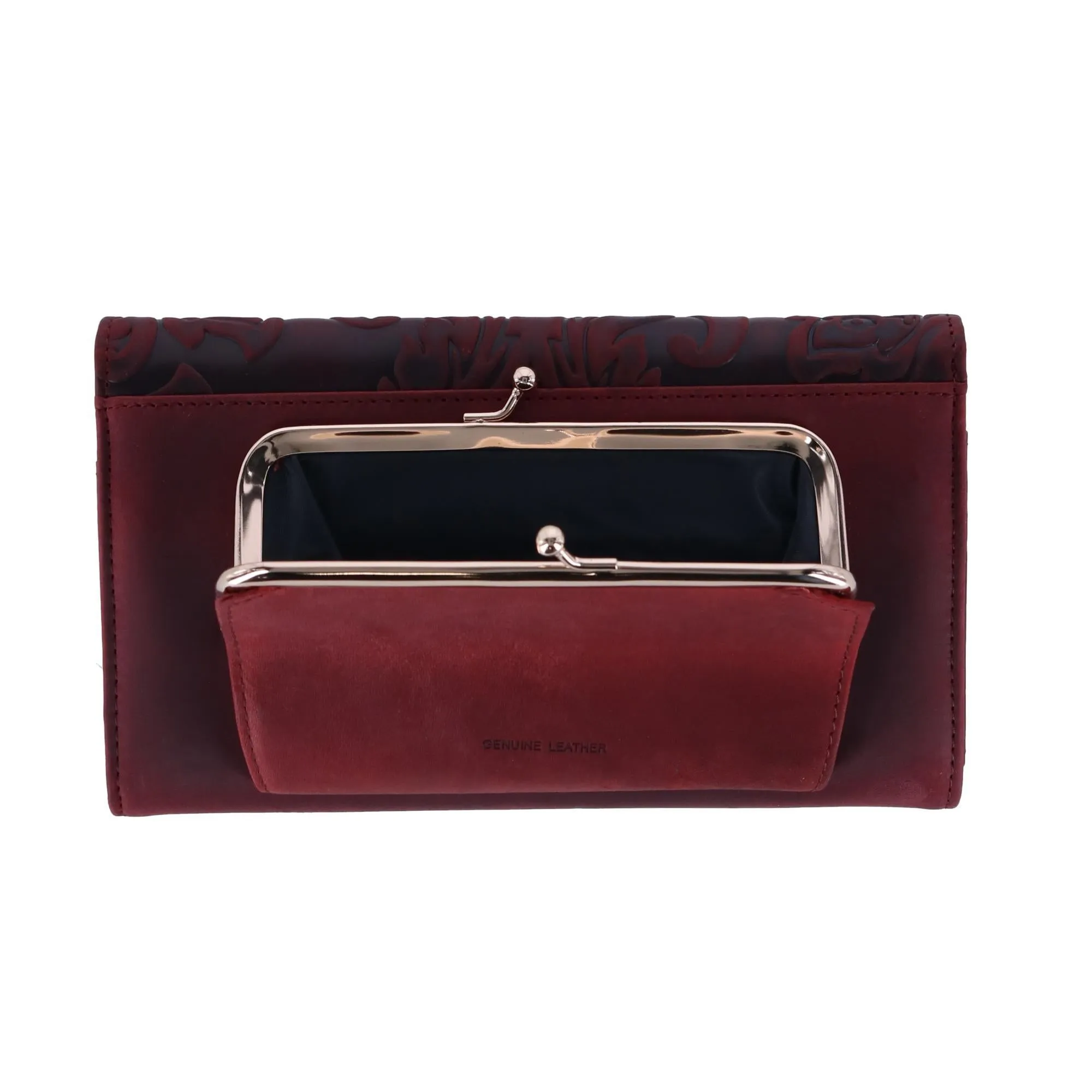 Buxton Women's Tooled Leather Organizer Clutch
