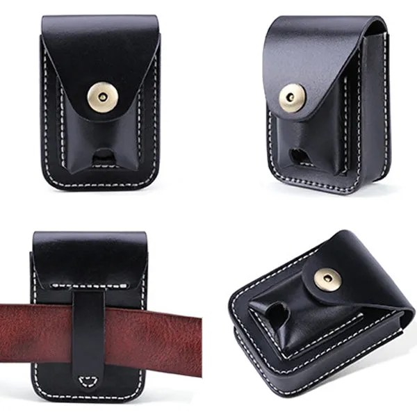 Classic Leather Cigarette Case with Lighter Holder