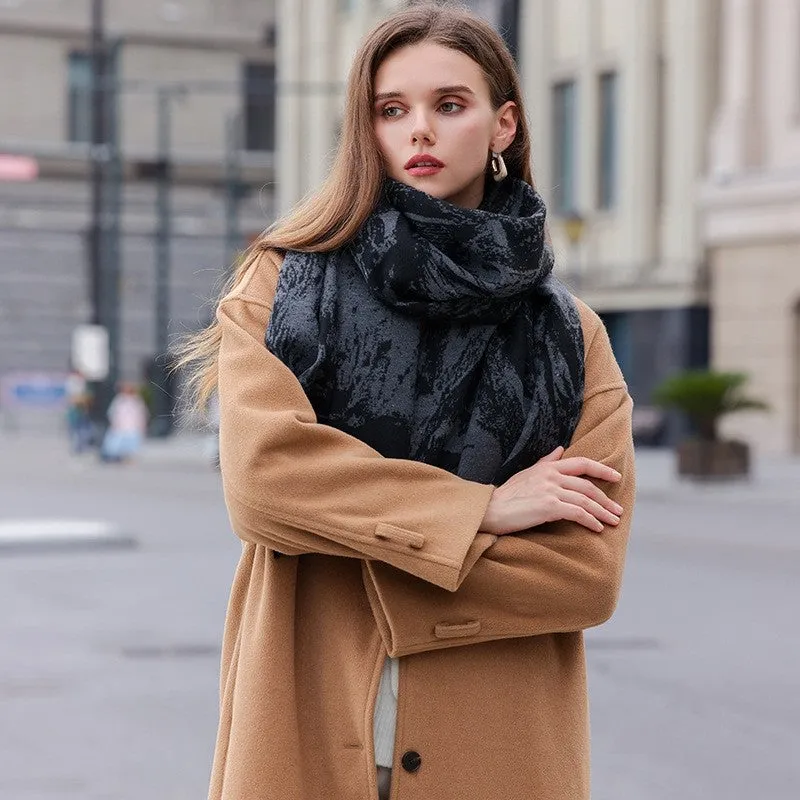 Contrast Color Winter Warm Imitation Cashmere Scarf
