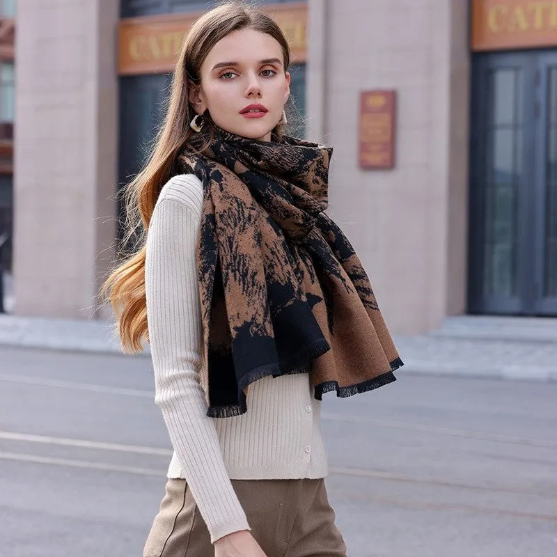 Contrast Color Winter Warm Imitation Cashmere Scarf