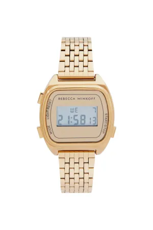 Digital Gold Tone Bracelet Watch, 34mm
