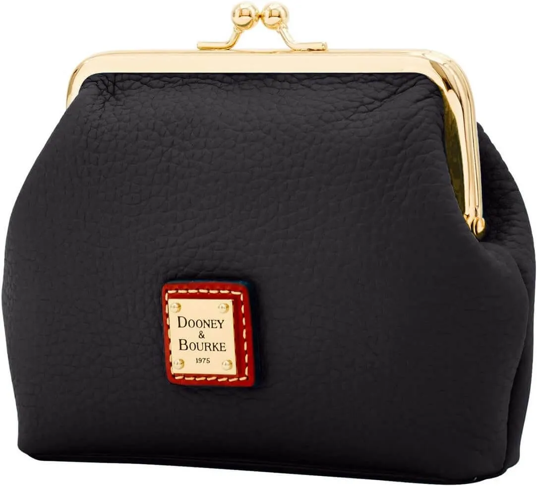 Dooney & Bourke Pebble Grain Large Framed Wallet, Black/Red/Gold