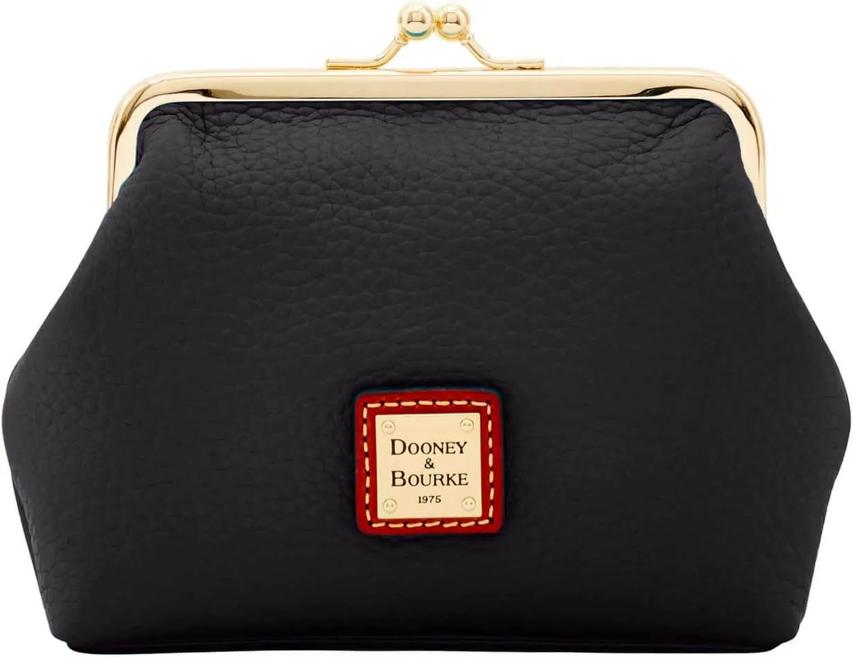 Dooney & Bourke Pebble Grain Large Framed Wallet, Black/Red/Gold