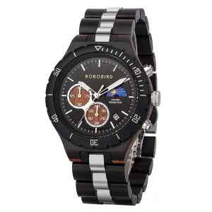 Engraved Multi-Function Quartz Wooden Watch For Men