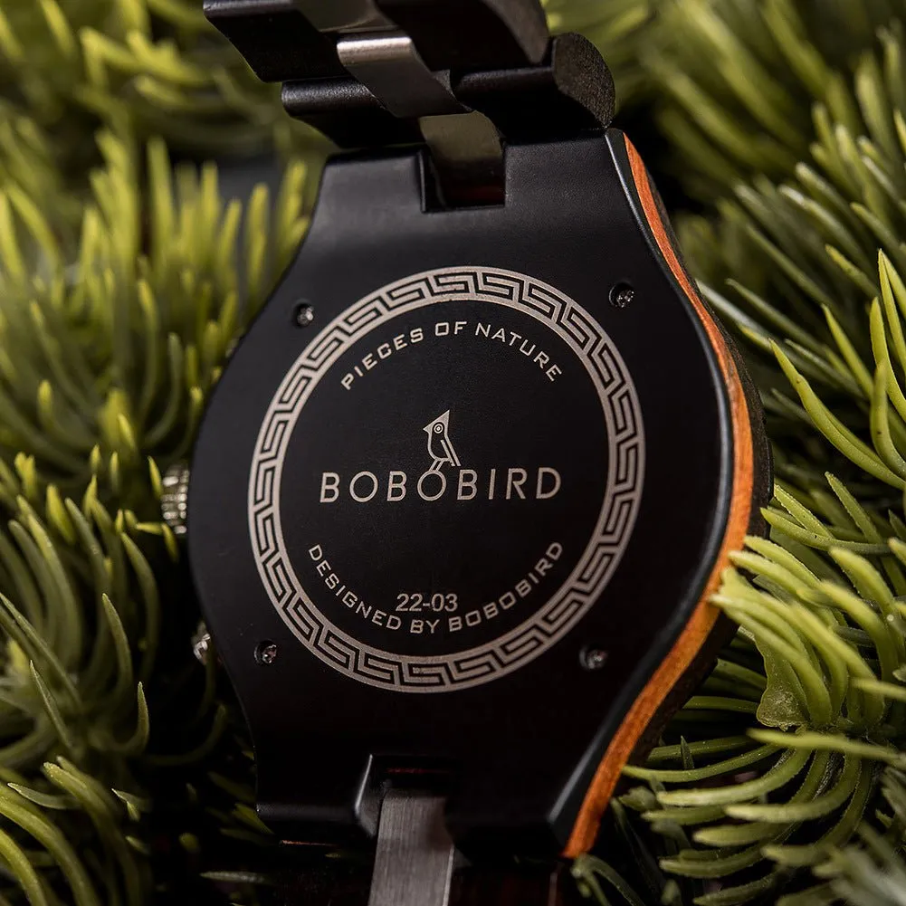 Engraved Multi-Function Quartz Wooden Watch For Men