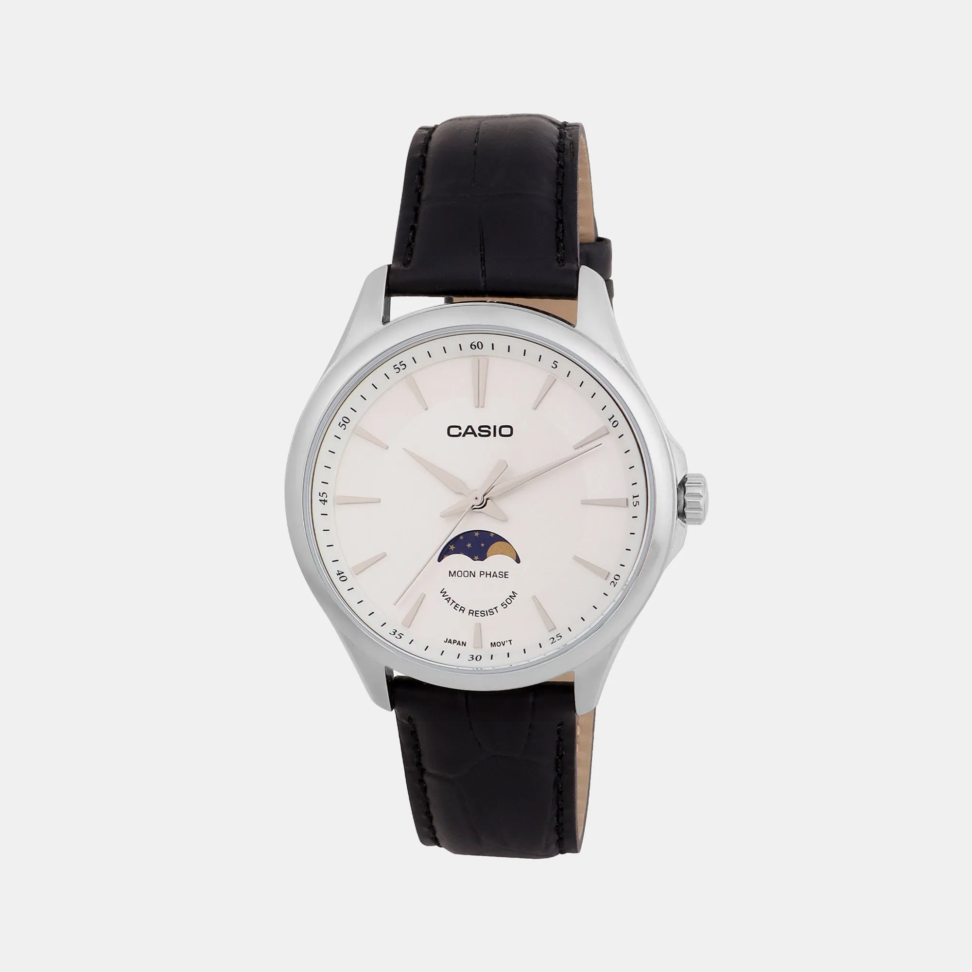 Enticer White Men's Analog Leather Watch A2168 - MTP-M100L-7AVDF