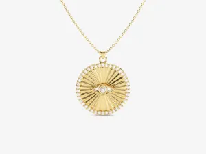 Evil Eye Diamond Solitaire Necklace in 14k Gold