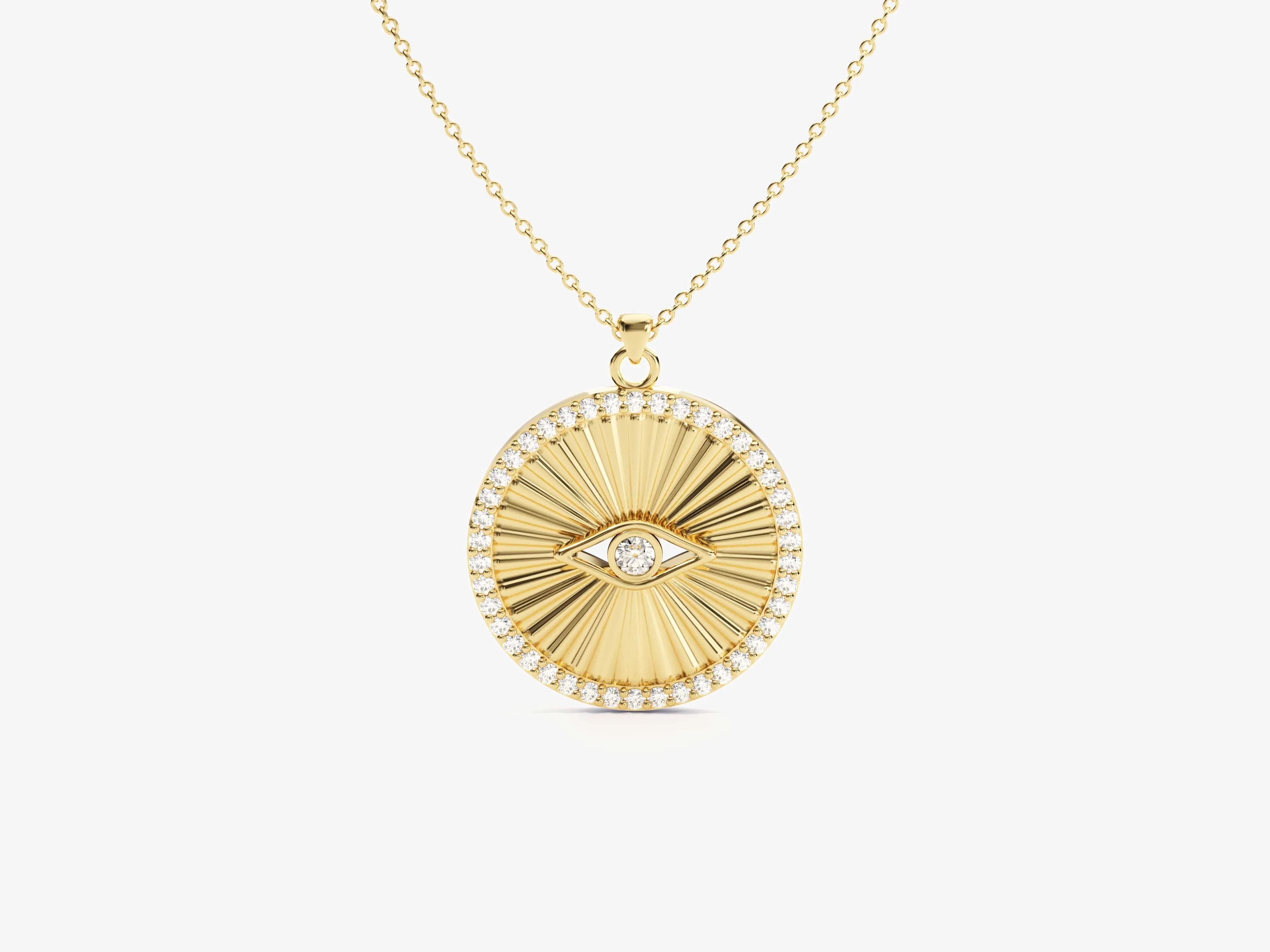 Evil Eye Diamond Solitaire Necklace in 14k Gold