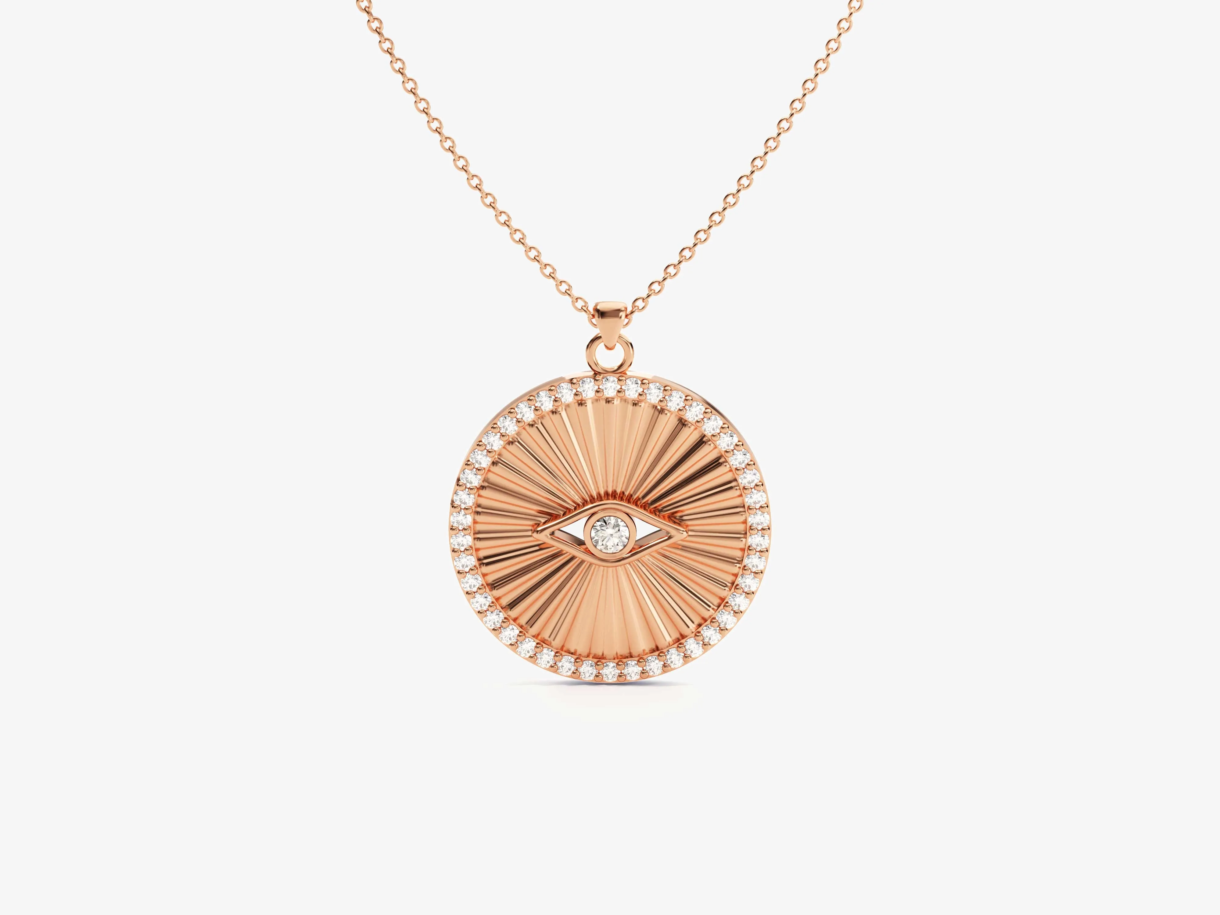 Evil Eye Diamond Solitaire Necklace in 14k Gold