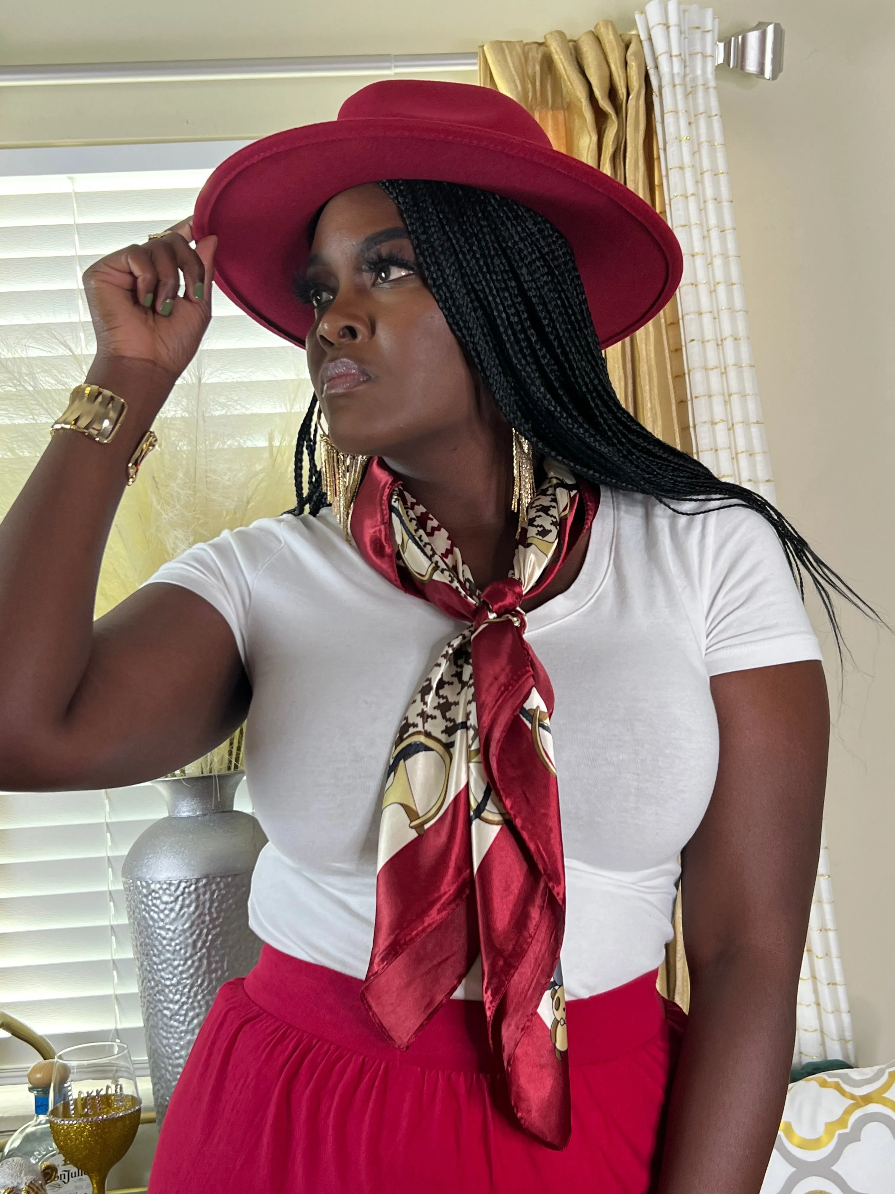 Faith Fedora Felt Hat - Burgundy