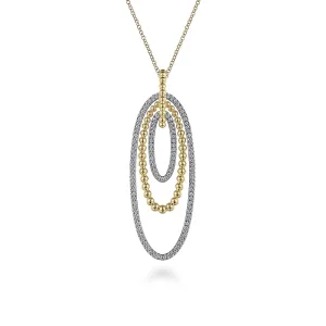 Gabriel & Co | 14K White-Yellow Gold Multi Oval Bujukan Diamond Pendant Necklace