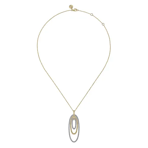 Gabriel & Co | 14K White-Yellow Gold Multi Oval Bujukan Diamond Pendant Necklace