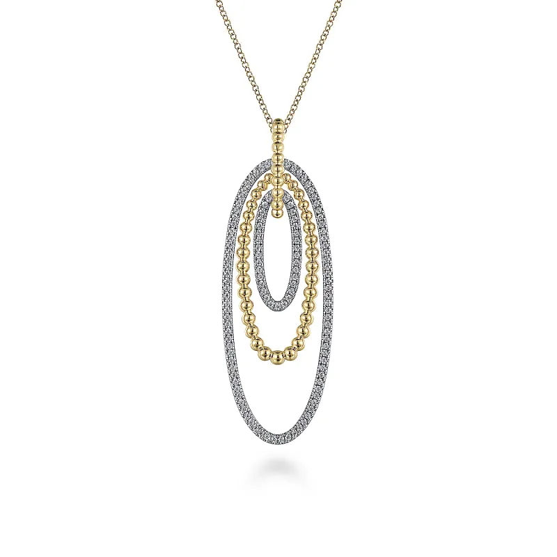 Gabriel & Co | 14K White-Yellow Gold Multi Oval Bujukan Diamond Pendant Necklace