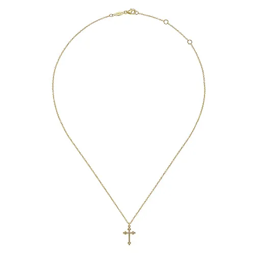 Gabriel & Co | 14K Yellow Gold Bujukan Twisted Rope Cross Pendant Necklace