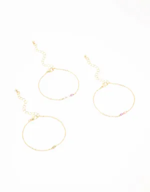 Gold Faceted Bead Bracelets 3-Pack