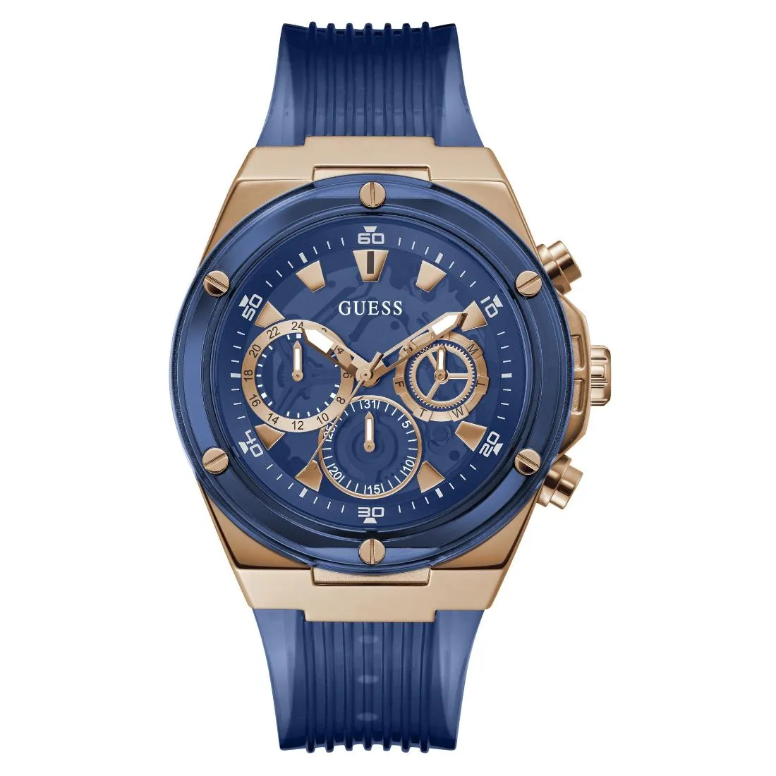 Guess Sport 46 mm Size Rose Gold Dial Men Chronograph Watch - GW0425G3