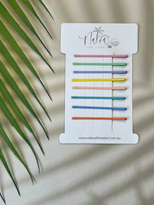 Hair Pins - Set of 8 - Rainbow - Pastel - Thin