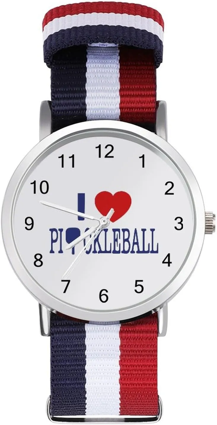 I Love Pickleball Lightweight Wrist Watch Adjustable Nylon Band Outdoor Sport Work Wrist Watch Easy to Read Time