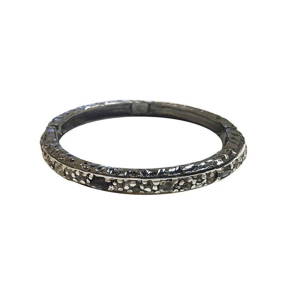 Ibiza Hammered Hinged Bangle Bracelet in Gunmetal