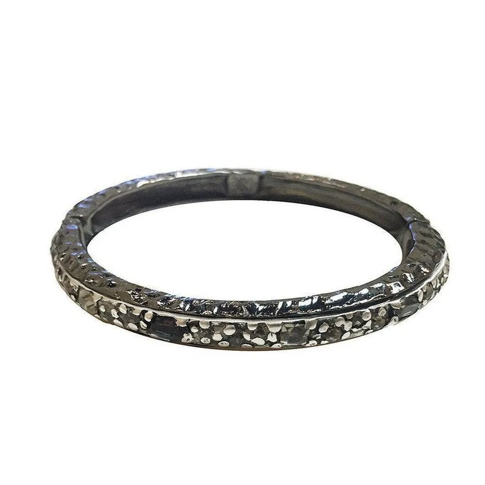 Ibiza Hammered Hinged Bangle Bracelet in Gunmetal