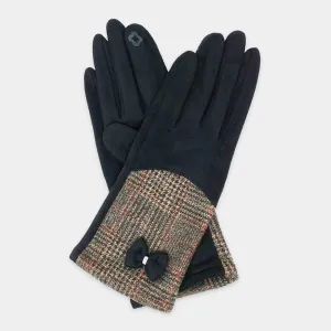 iLLASPARKZ Half Solid Half Glen Plaid With Bow Smart Gloves