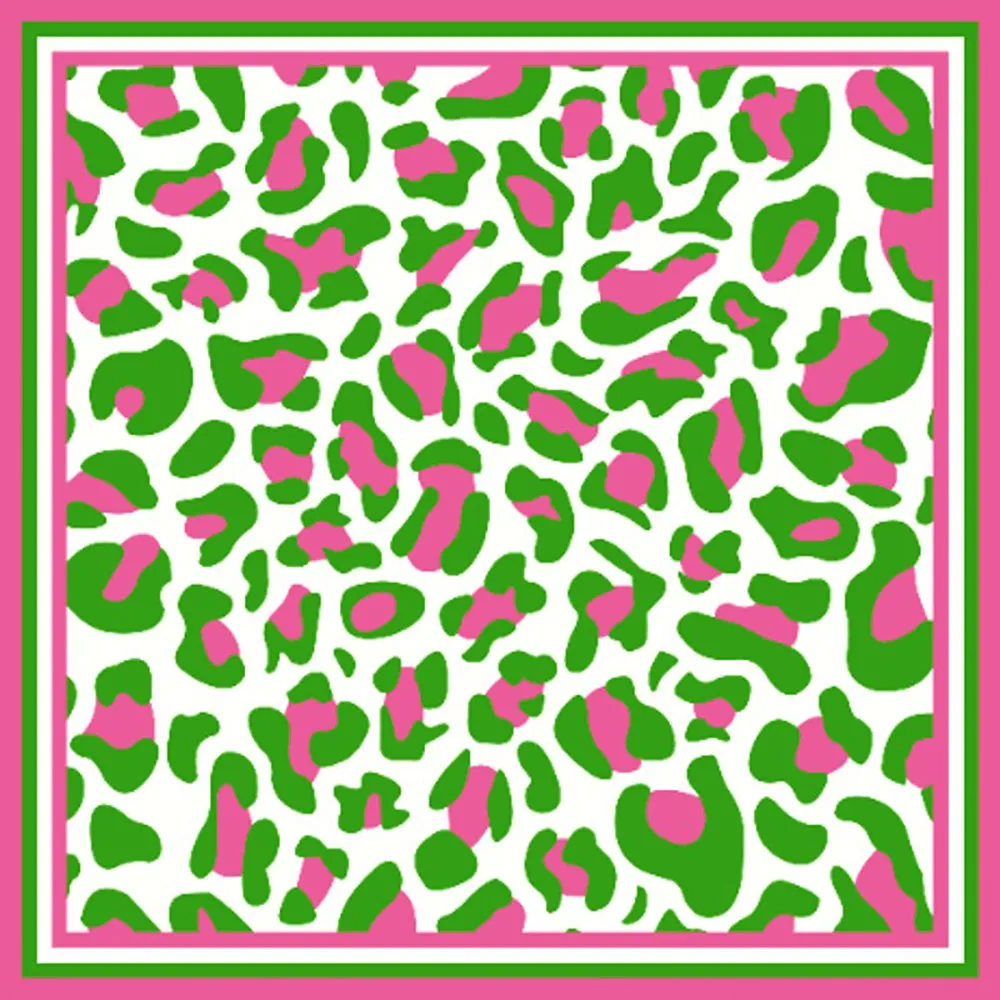iLLASPARKZ Leopard Pattern Printed Square Silky Satin Scarf Shawl