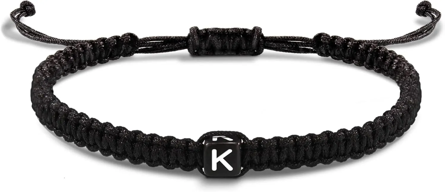 Initial Bracelets for Women Men Gifts for Her Teen Girl Best Friend Birthday Graduation Dainty Braided Bracelets Letter A-Z Charm Adjustable Link Mother's Day Jewelry Mom Christmas Gifts Valentine's Day Jewelry