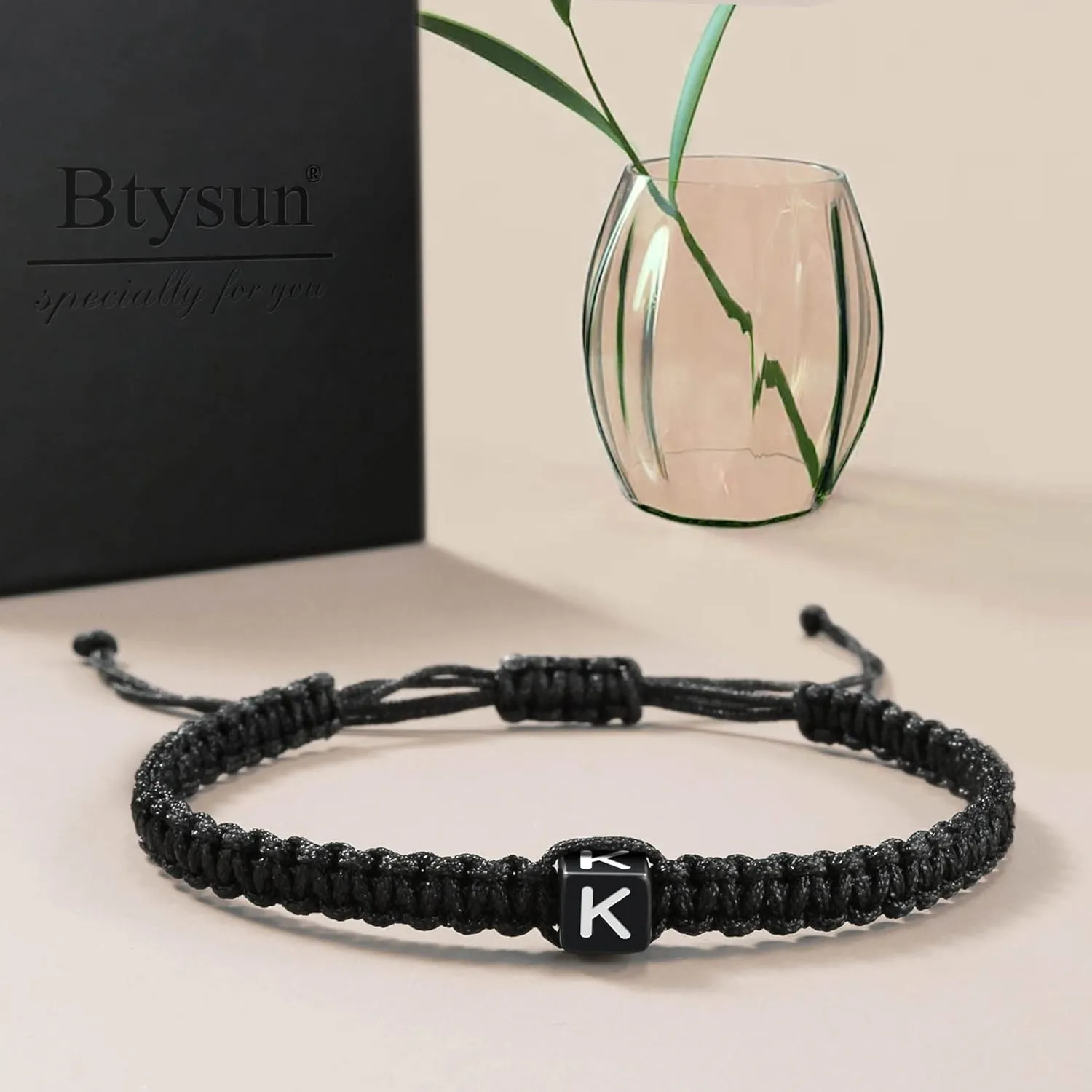 Initial Bracelets for Women Men Gifts for Her Teen Girl Best Friend Birthday Graduation Dainty Braided Bracelets Letter A-Z Charm Adjustable Link Mother's Day Jewelry Mom Christmas Gifts Valentine's Day Jewelry