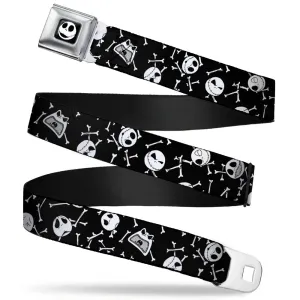 Jack Expression7 Full Color Seatbelt Belt - Jack Expressions/Bones Scattered Black/White Webbing