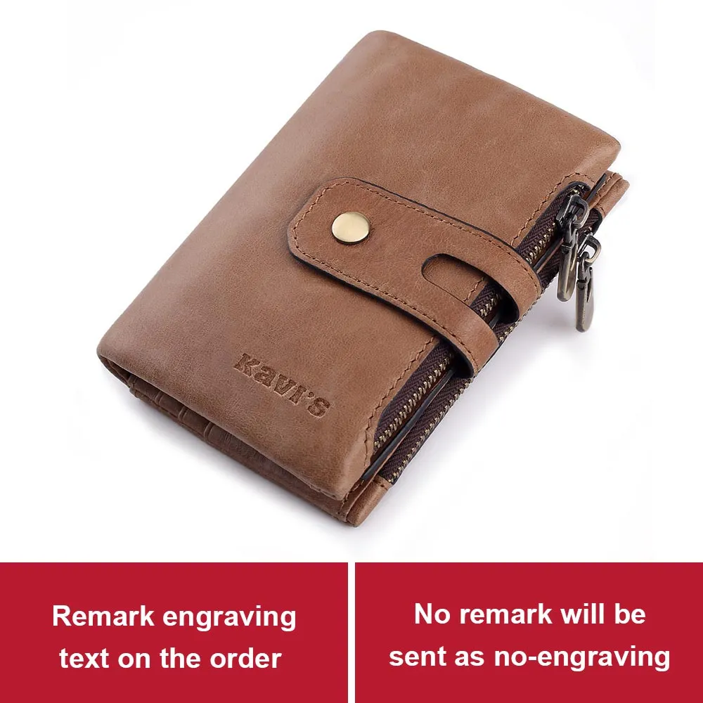 KAVIS Free Engraving Name Genuine Leather Wallet Men PORTFOLIO Gift Male Cudan Portomonee Perse Coin Purse Pocket Money Bag