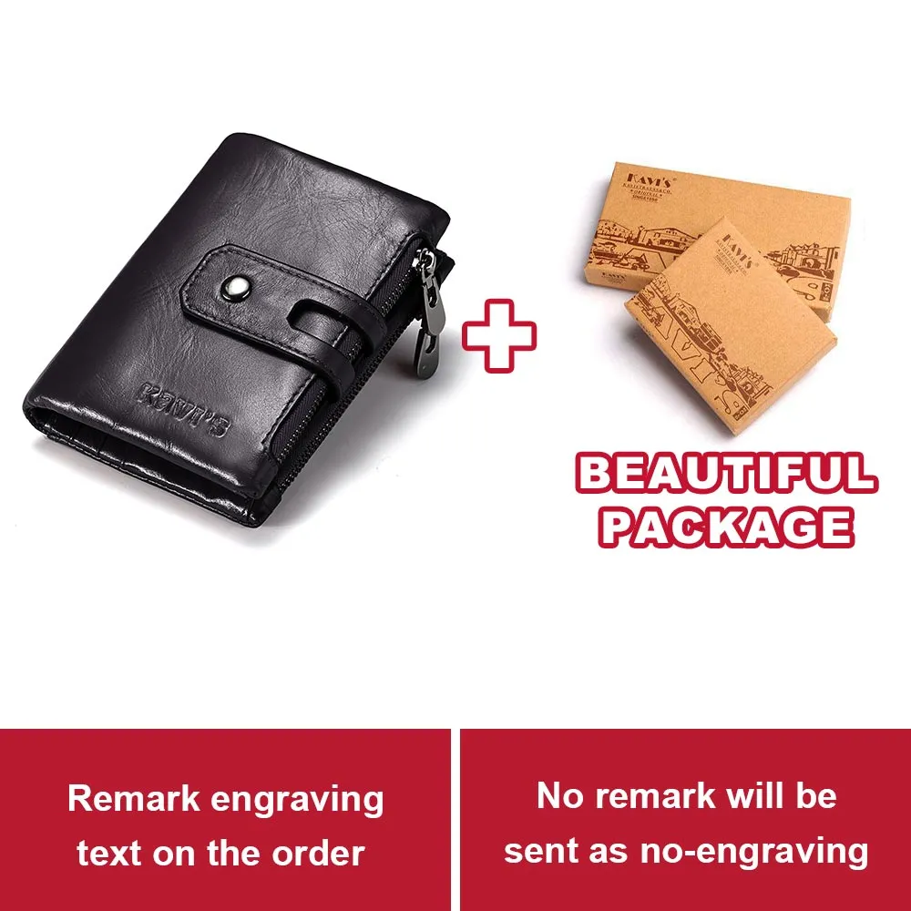 KAVIS Free Engraving Name Genuine Leather Wallet Men PORTFOLIO Gift Male Cudan Portomonee Perse Coin Purse Pocket Money Bag